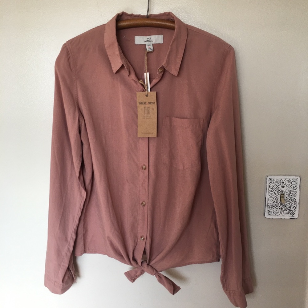NWT Thread Supply Button Down Dusty Pink Top Sz L